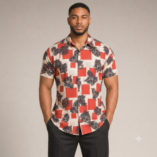 The Crimson Matrix Geometric Short Sleeve Shirt