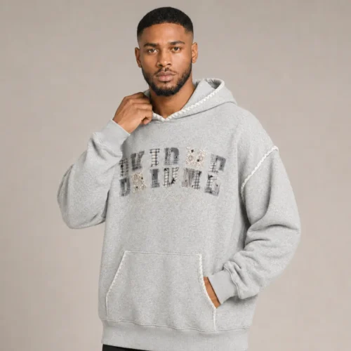 Korva Urban Patchwork Hoodie in Ash Grey