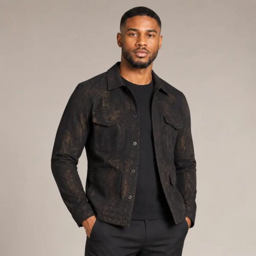 Vanguard Acid-Wash Utility Overshirt Jacket – Washed Black