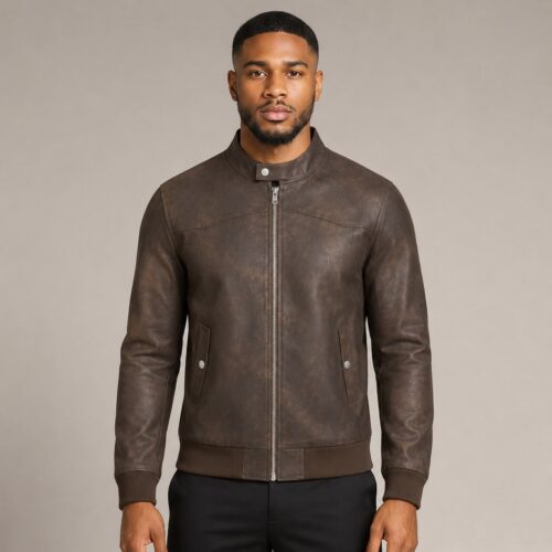 Vanguard Vintage Leather Racer Jacket – Espresso Brown