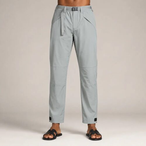 Men’s Utility Belted Tapered Trousers – Ice Blue