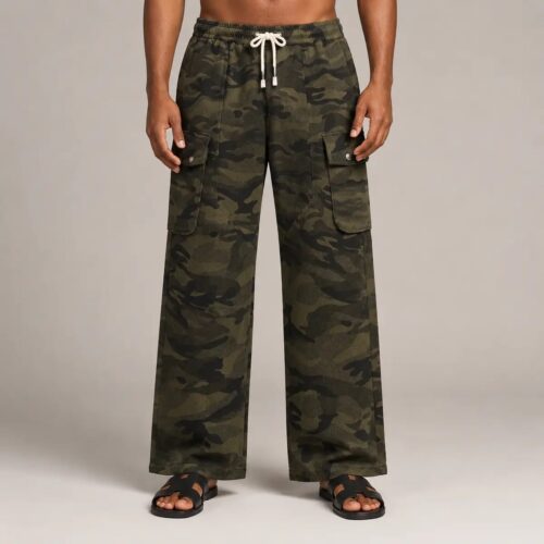 Men’s Camouflage Wide-Leg Cargo Pants