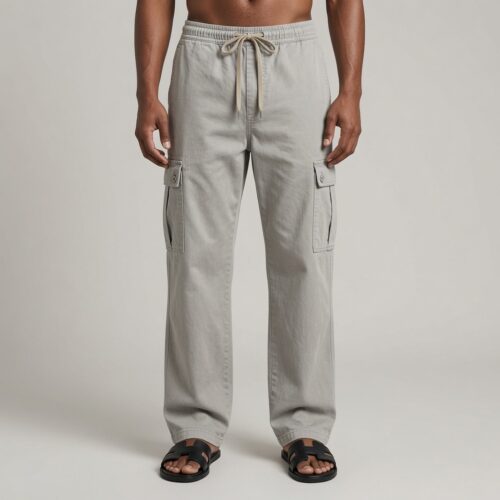 Men’s Relaxed Fit Utility Cargo Pants – Light Grey