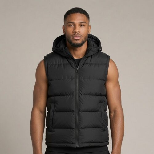 Men’s Black Hooded Puffer Vest
