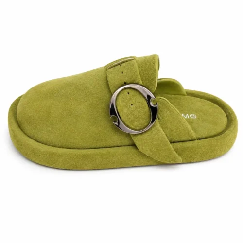 Olive Oversized Buckle Mule
